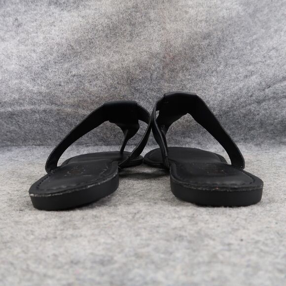 Korks Shoes Womens 9 Sandals Casual T Strap Thong Flats Slip On Black Comfort - Picture 6 of 13